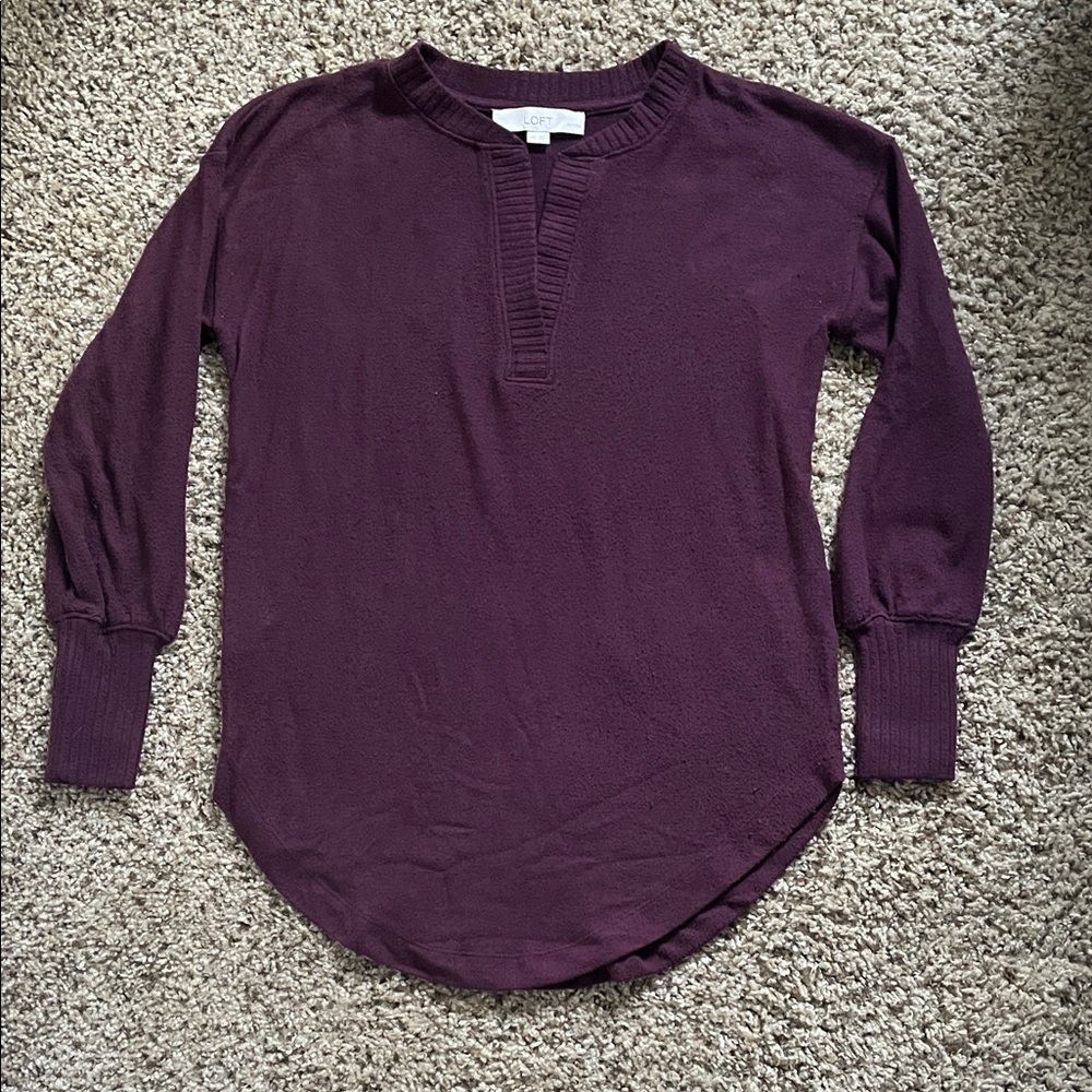 Purple V-neck Tunic Sweater